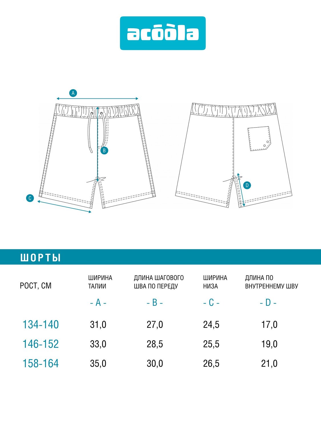 Acoola Шорты плавательные 590932 20114750023 холодный синий