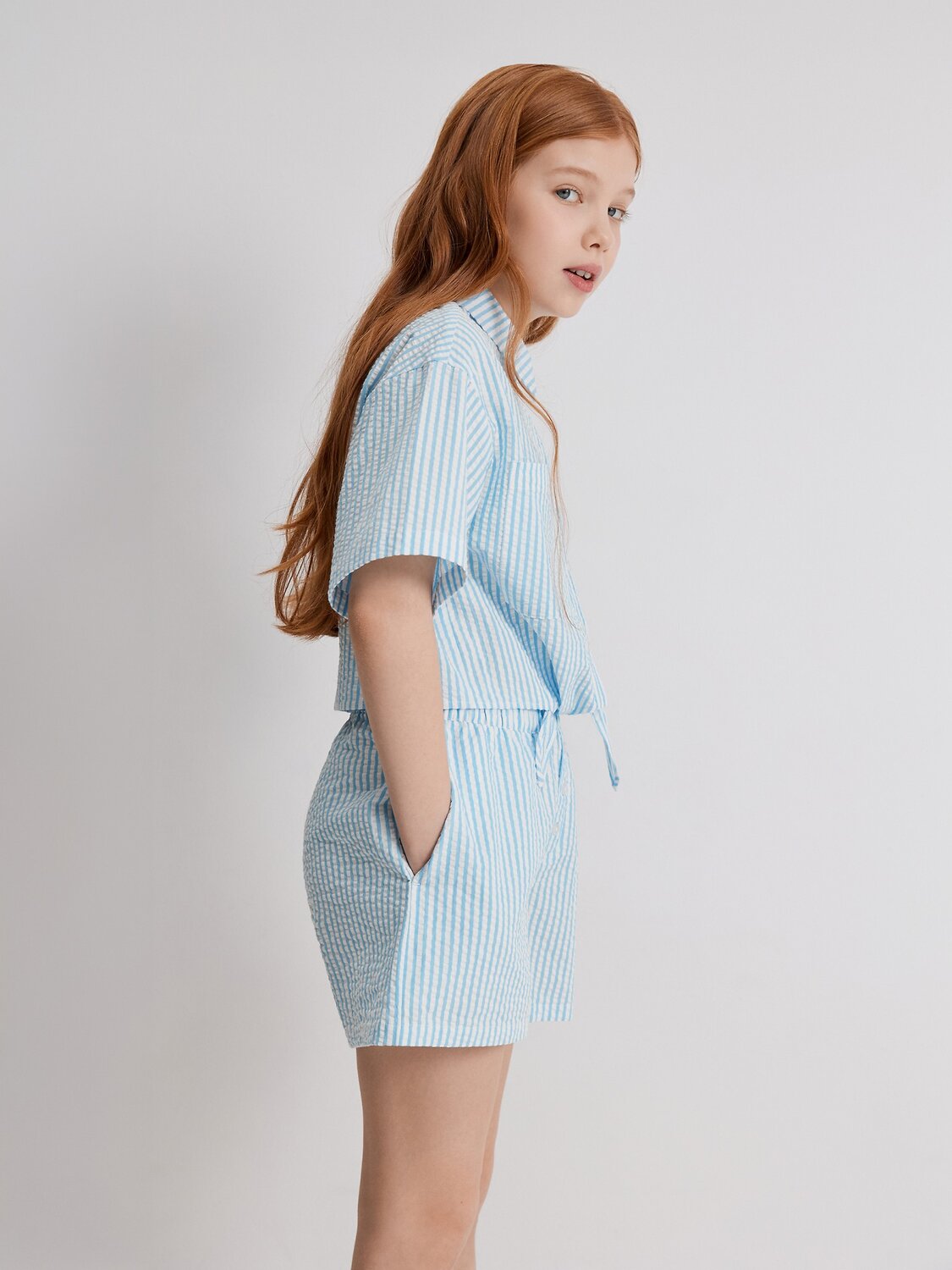 Acoola Блузка 590975 20210270106 голубая полоска