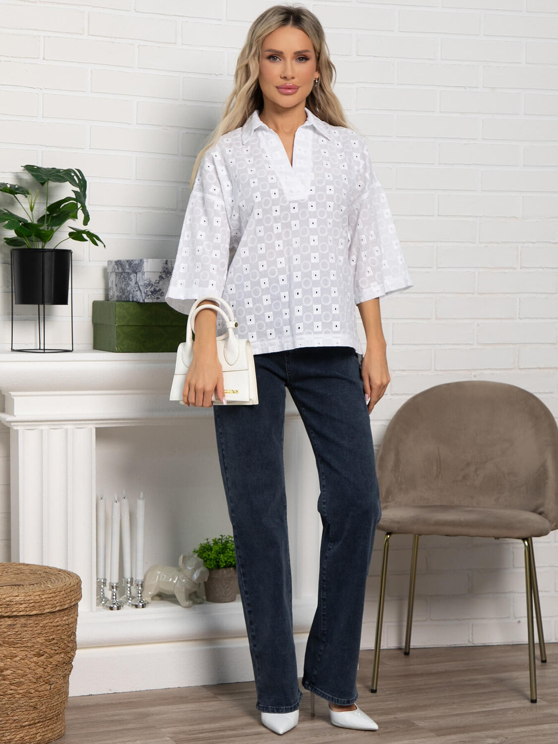 LT Collection Блуза 591140 Б15556-16М белый