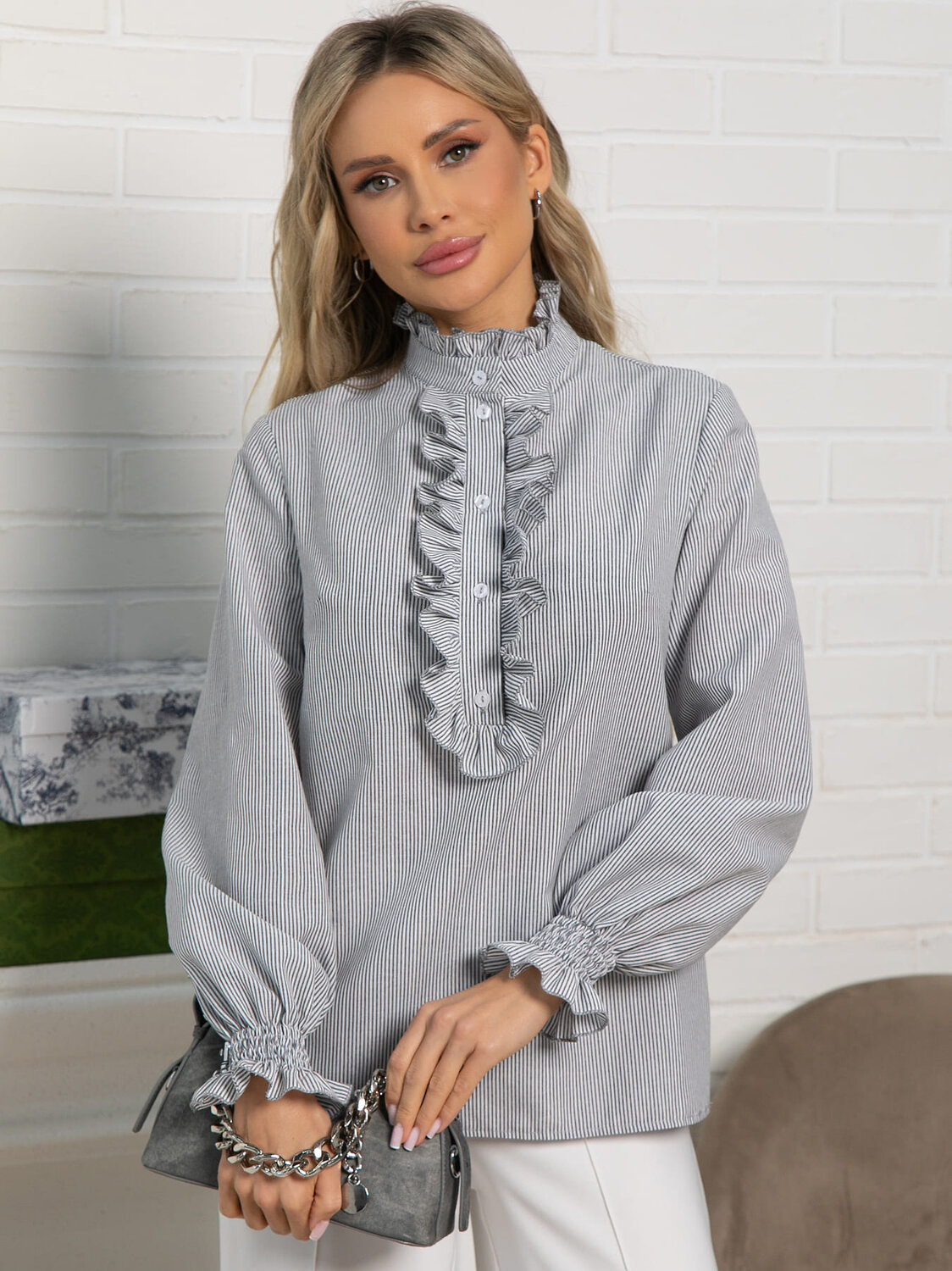 LT Collection Блуза 591154 Б15622-54М серый