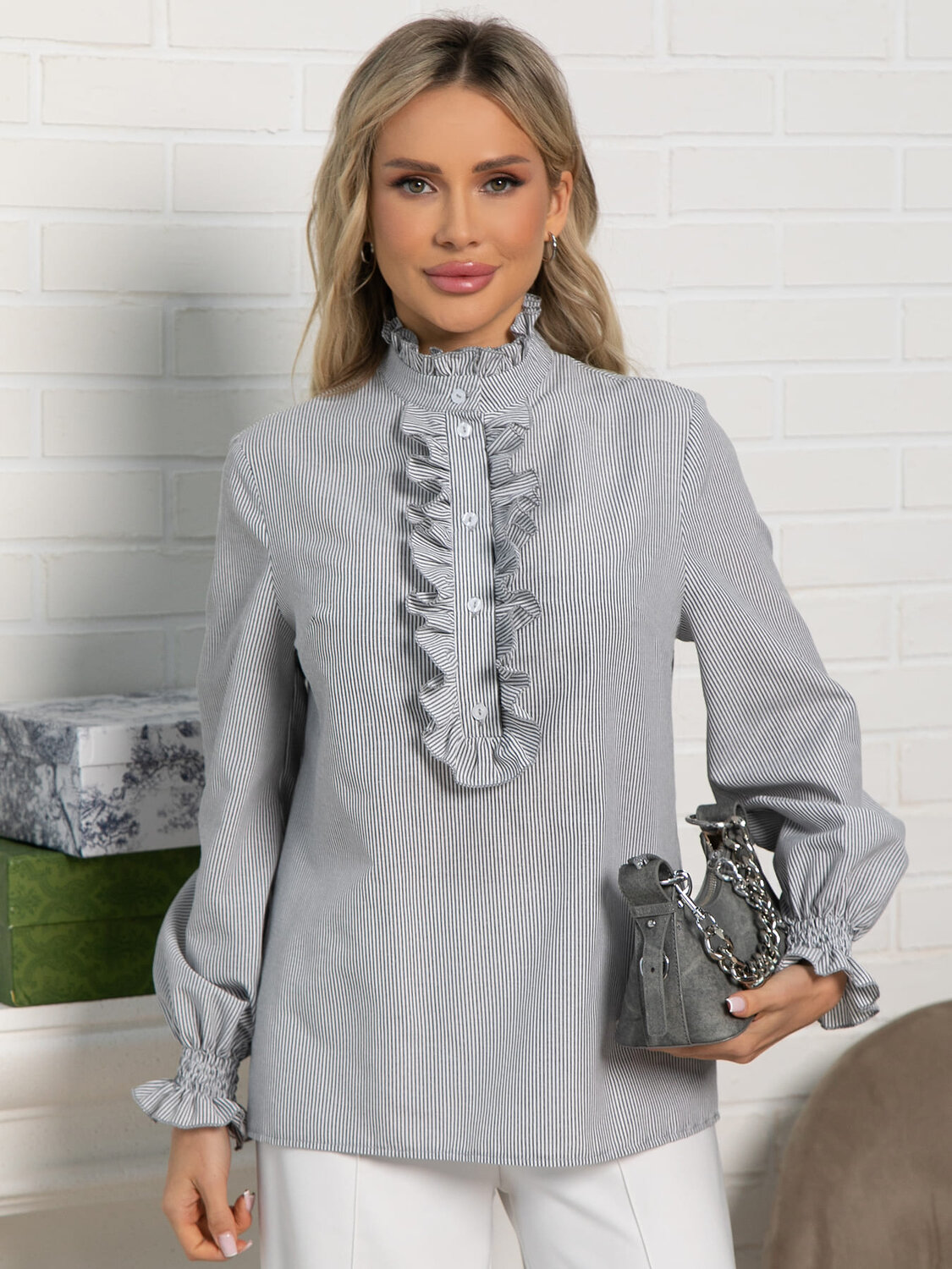 LT Collection Блуза 591154 Б15622-54М серый