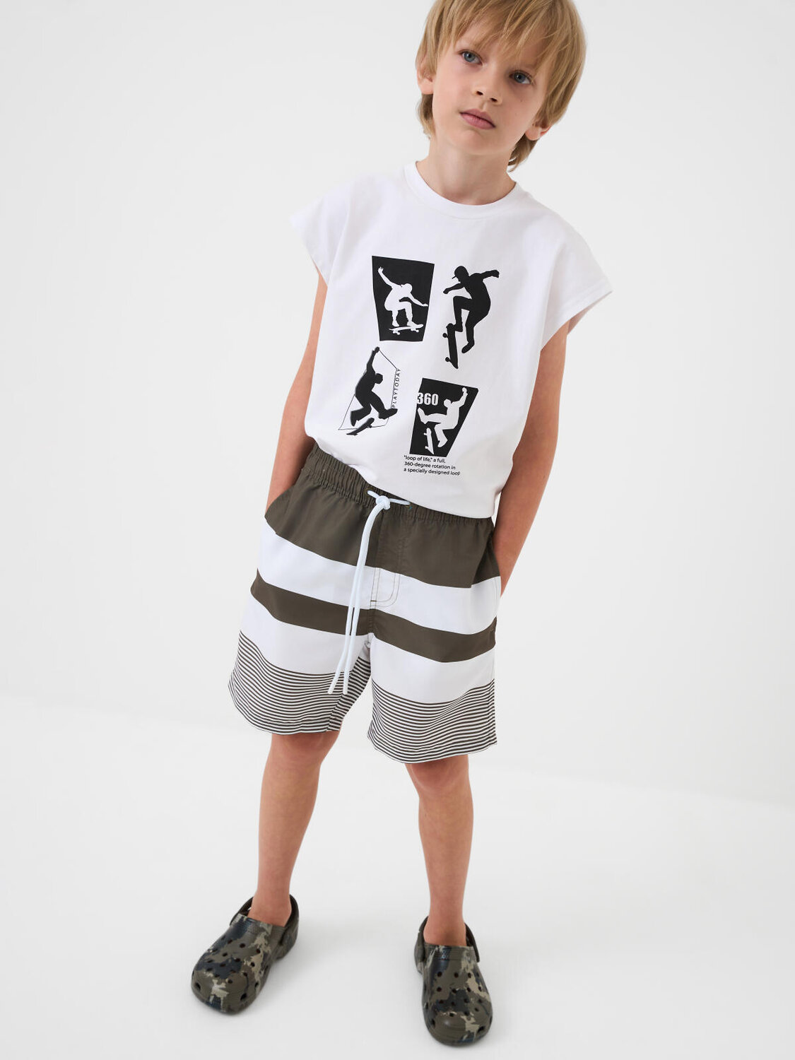 PLAYTODAY Шорты плавательные 591210 12611412 белый,темно-зеленый