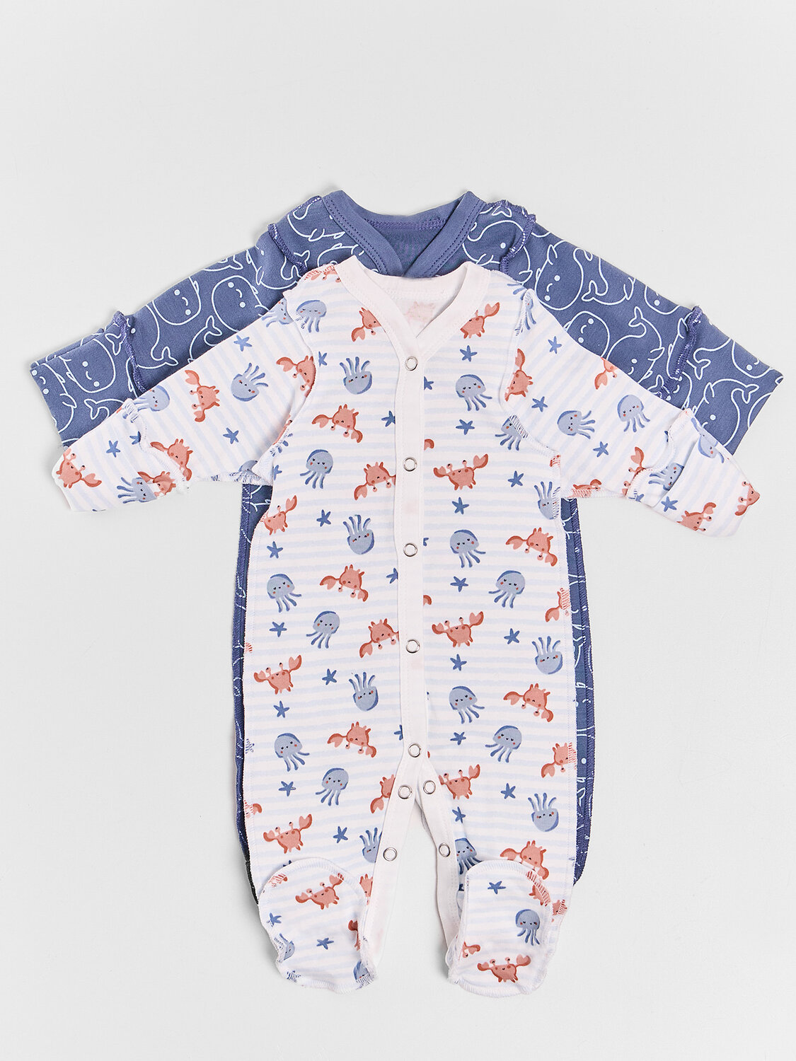 MARK FORMELLE Комбинезон 591363 14005-1-2 крабики и медузы на полоске +киты на синем