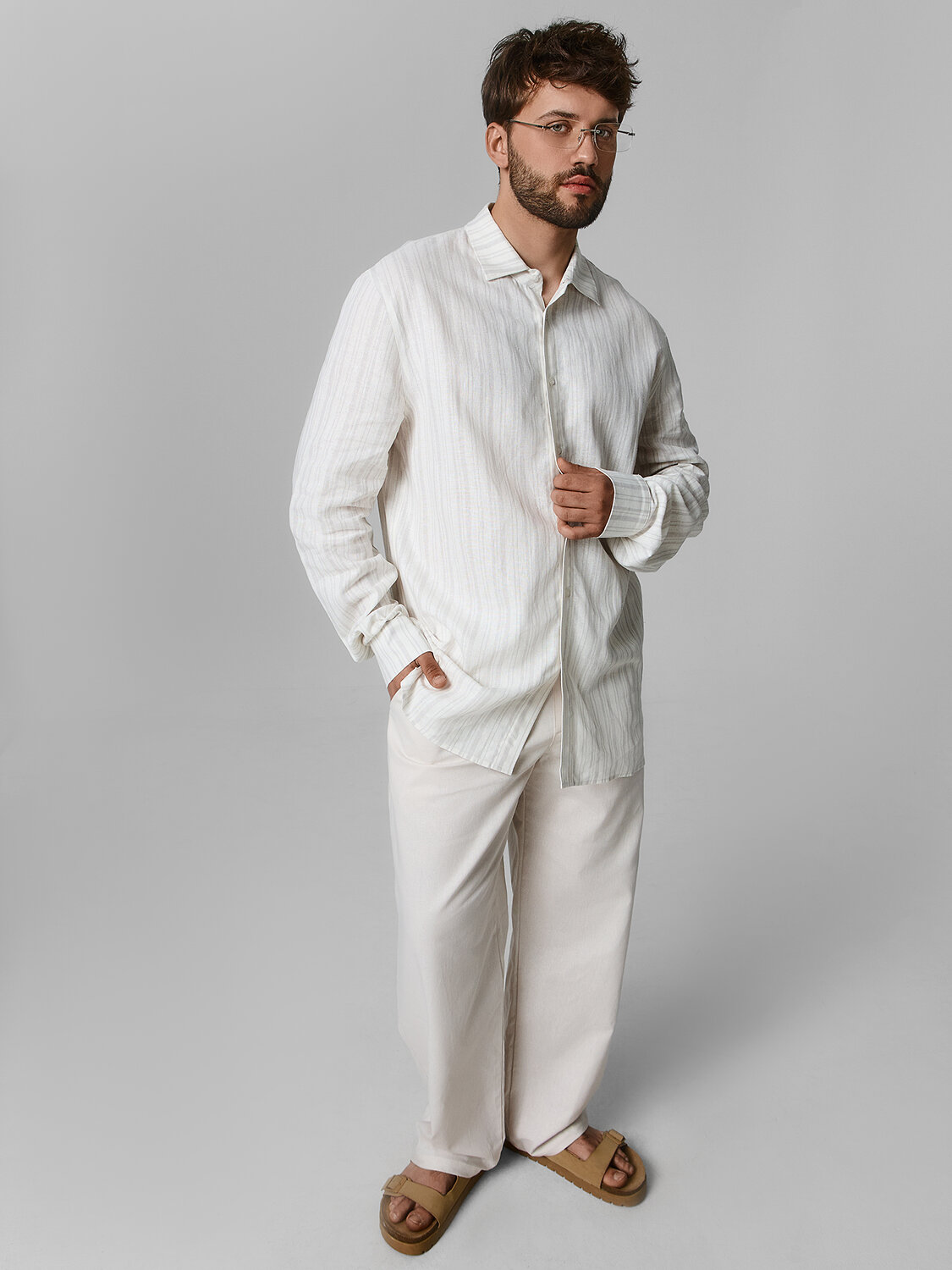 MARK FORMELLE Рубашка 591453 121980-1 св.серая полоска на молочном