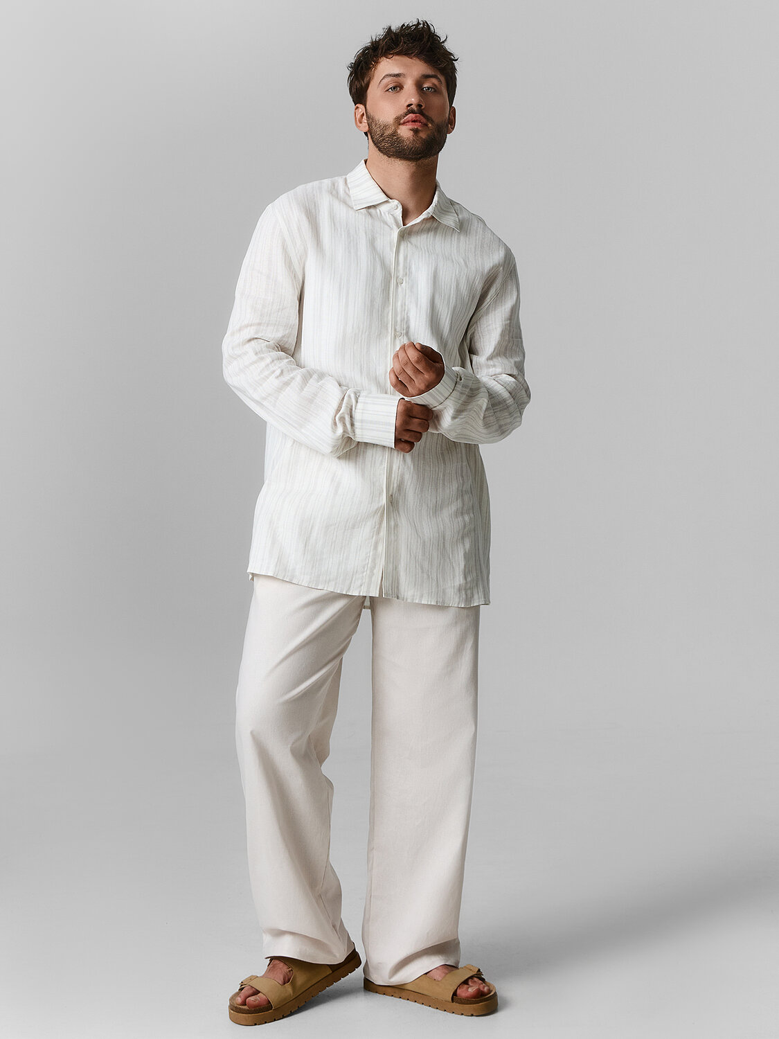 MARK FORMELLE Рубашка 591453 121980-1 св.серая полоска на молочном