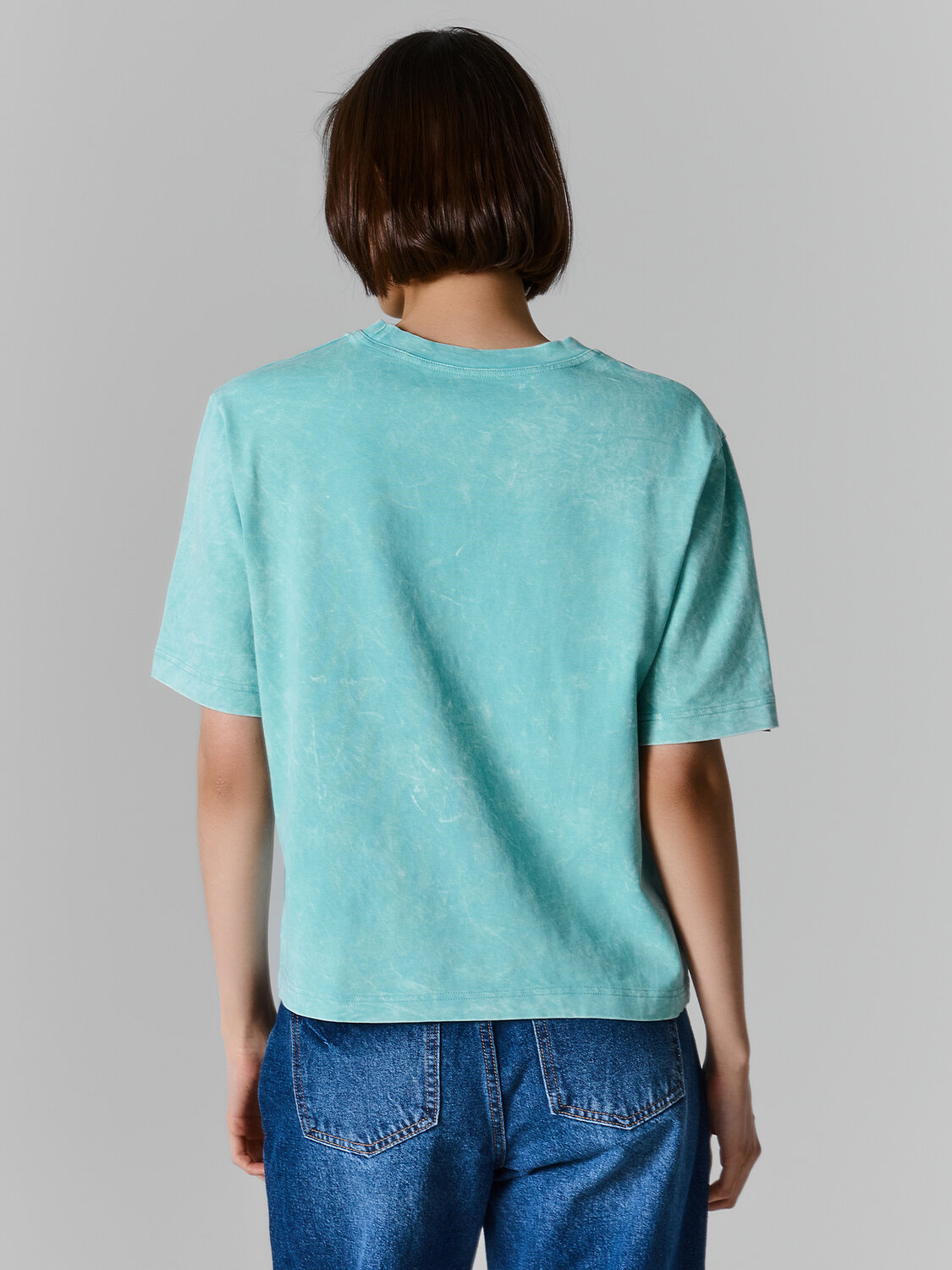 MARK FORMELLE Футболка 591568 112862 ACID WASH на пыльной бирюзе +печать