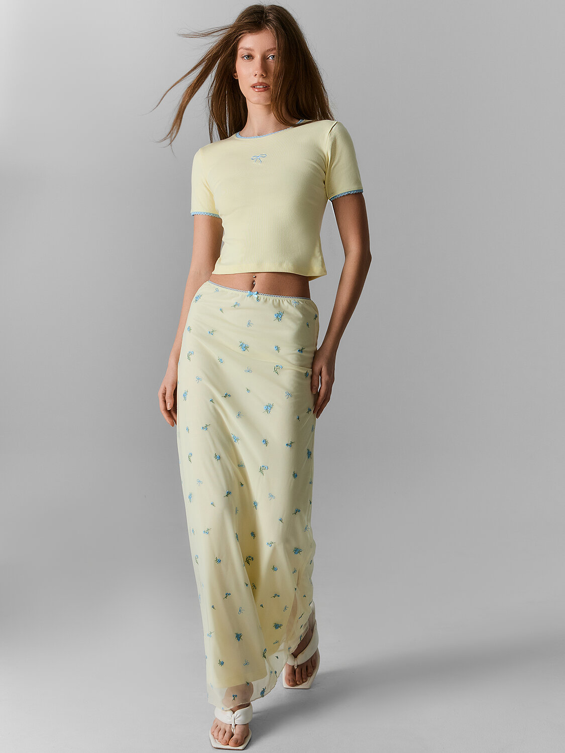 MARK FORMELLE Юбка 591593 152832 цветочки на лимонном льду