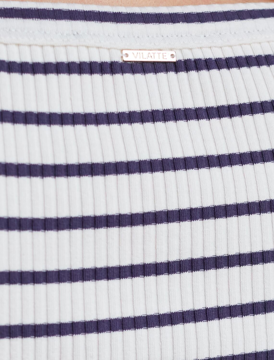 VILATTE Футболка 591690 D49.099 молочный-т.синий полоса