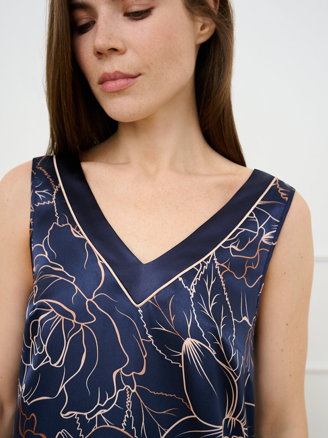 Omsa Сорочка 591713 OmD 0121D ROSA Сорочка жен. (на шир. бретелях до середины икры), PL Blu/Multicolor (Мультиколор)