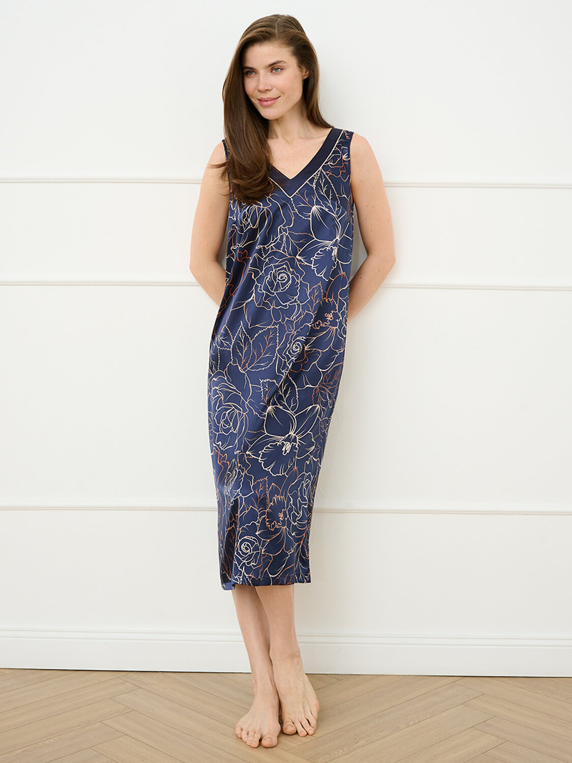 Omsa Сорочка 591713 OmD 0121D ROSA Сорочка жен. (на шир. бретелях до середины икры), PL Blu/Multicolor (Мультиколор)