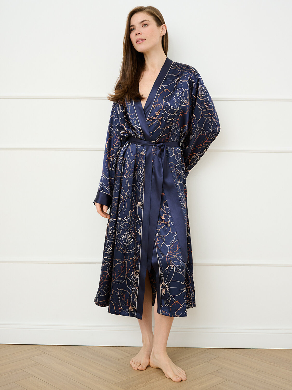 Omsa Халат 591715 OmD 0416D ROSA Халат жен.(с запахом до середины икры), PL Blu/Multicolor (Мультиколор)