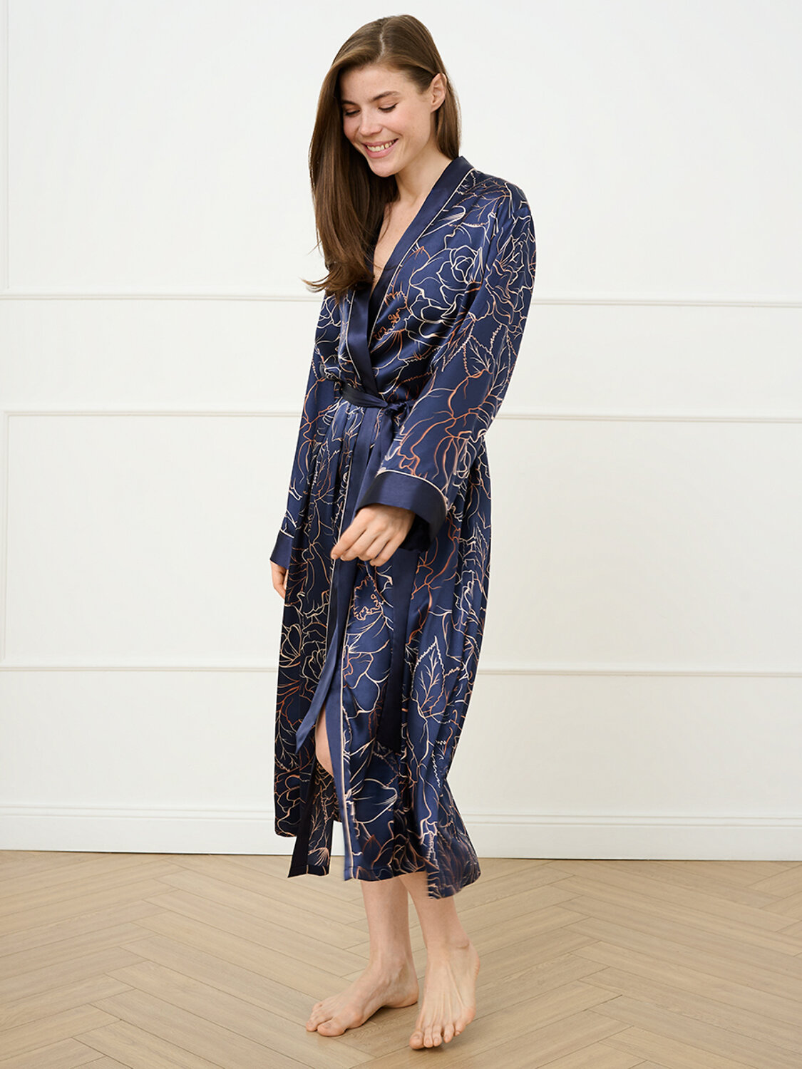 Omsa Халат 591715 OmD 0416D ROSA Халат жен.(с запахом до середины икры), PL Blu/Multicolor (Мультиколор)
