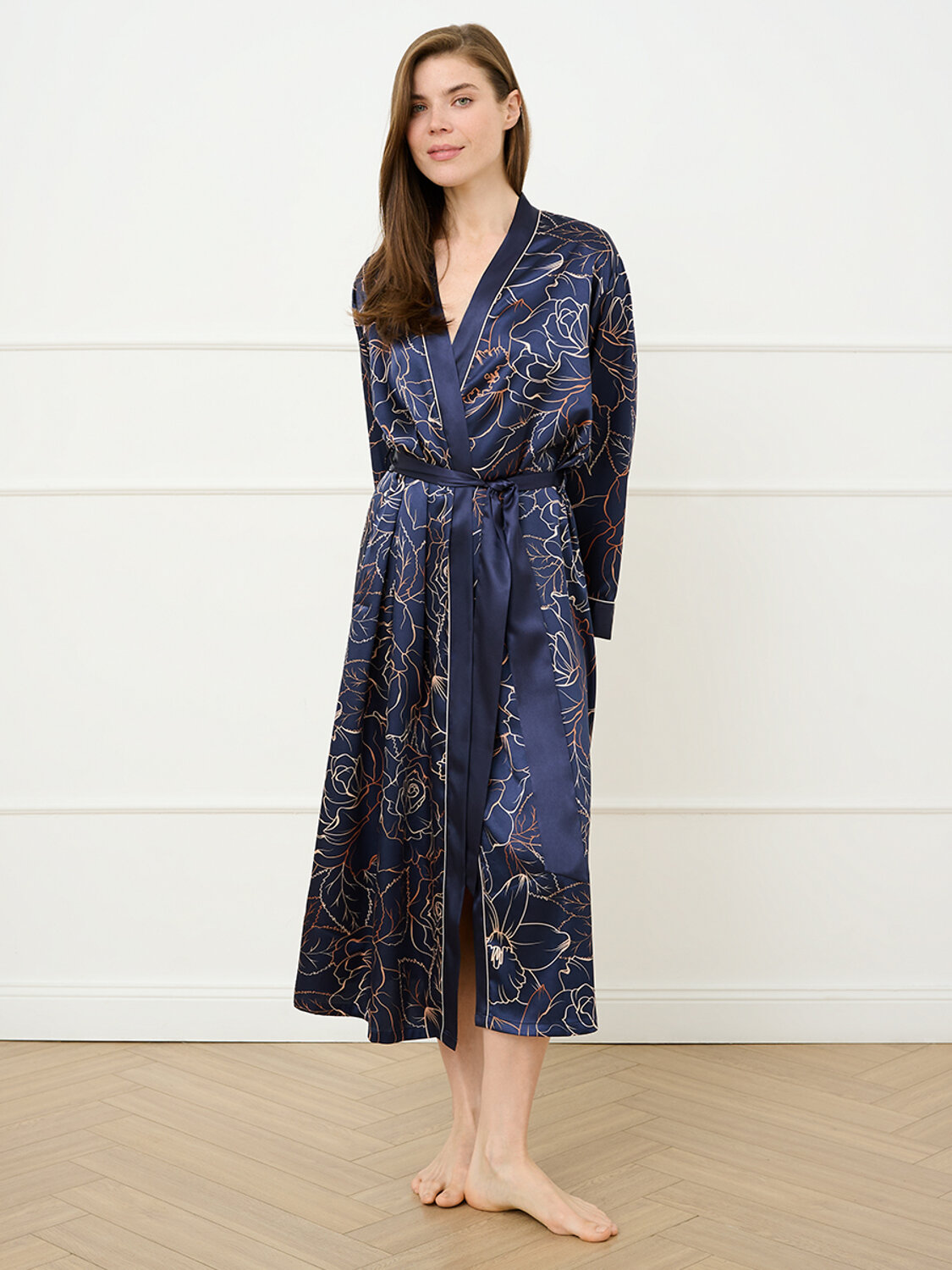 Omsa Халат 591715 OmD 0416D ROSA Халат жен.(с запахом до середины икры), PL Blu/Multicolor (Мультиколор)