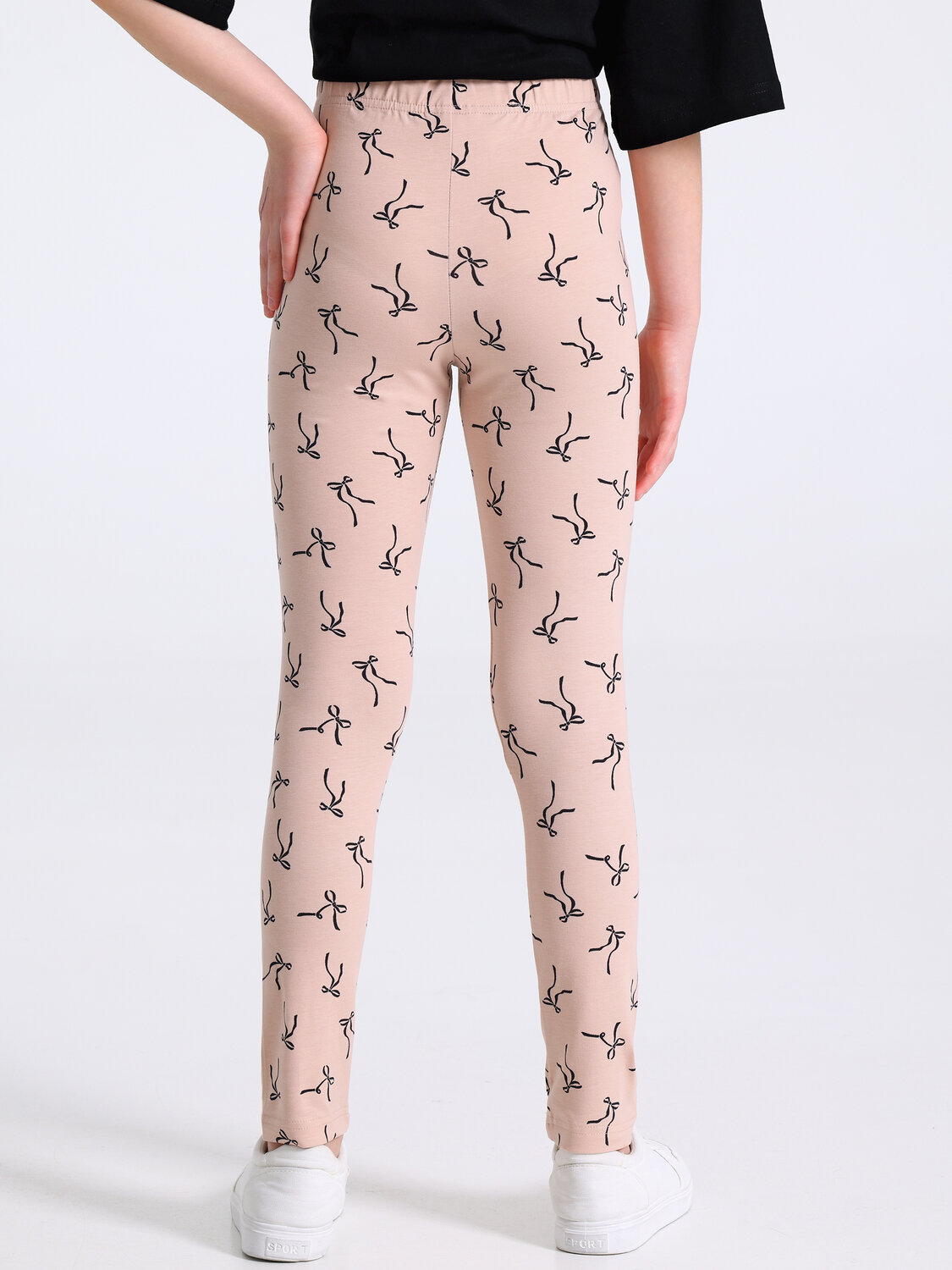 Апрель Лосины 591843 1ДРЛ4910804н черные бантики на бежевом