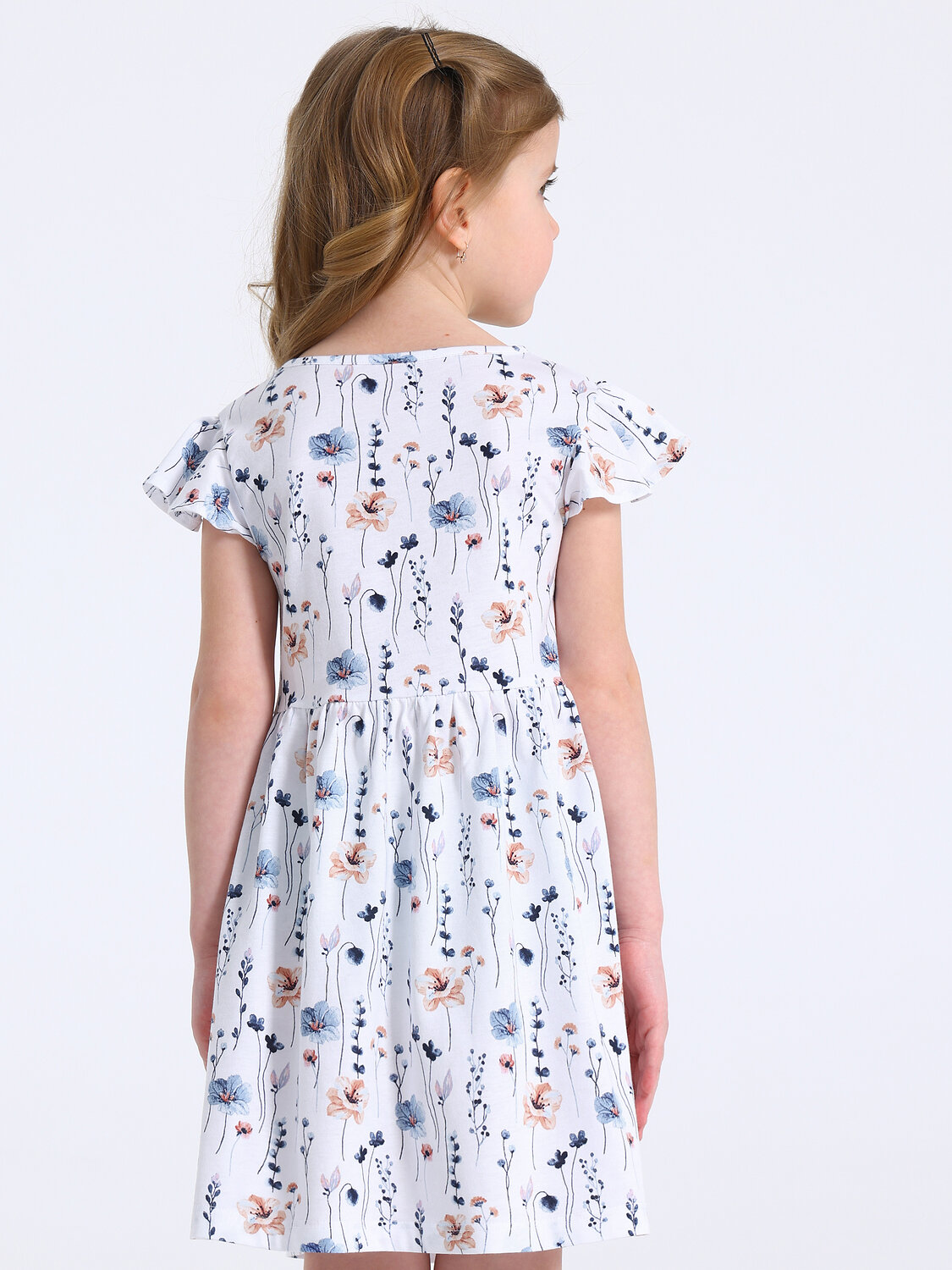 Апрель Платье 591844 1ДПБ5115001н нежные цветы на белом