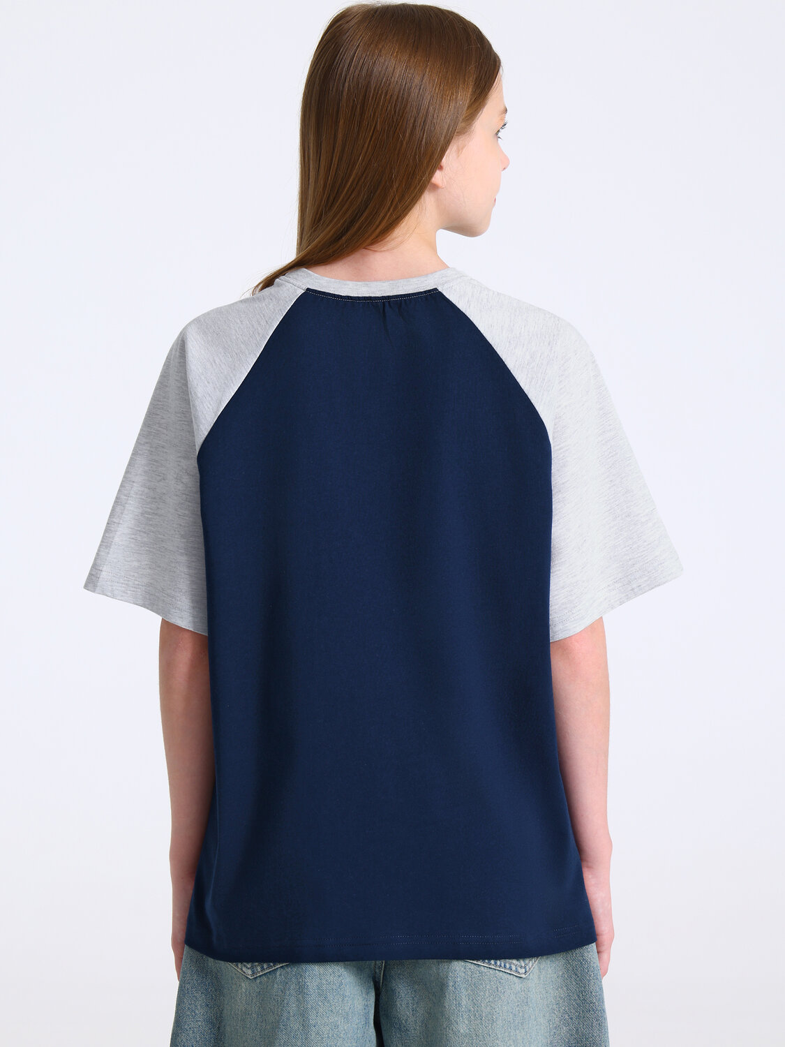 Апрель Футболка 591846 1ДДФК4980002 темно-синий+светло-серый