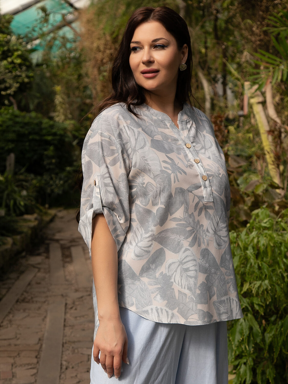 LT Collection Блуза 592046 Б15527-4М бежевый/серый