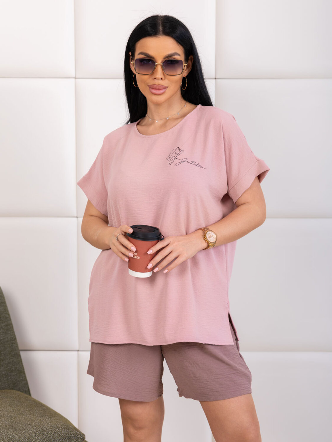 Текс-плюс Костюм 592115 00-00248034 Кофейный,розовая пудра