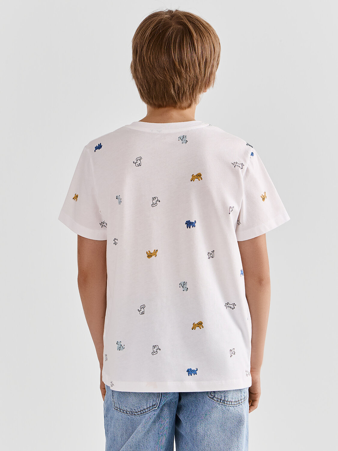 MARK FORMELLE Футболка 592283 113379-2 пепельно -коричневый +маленькие собачки на белом