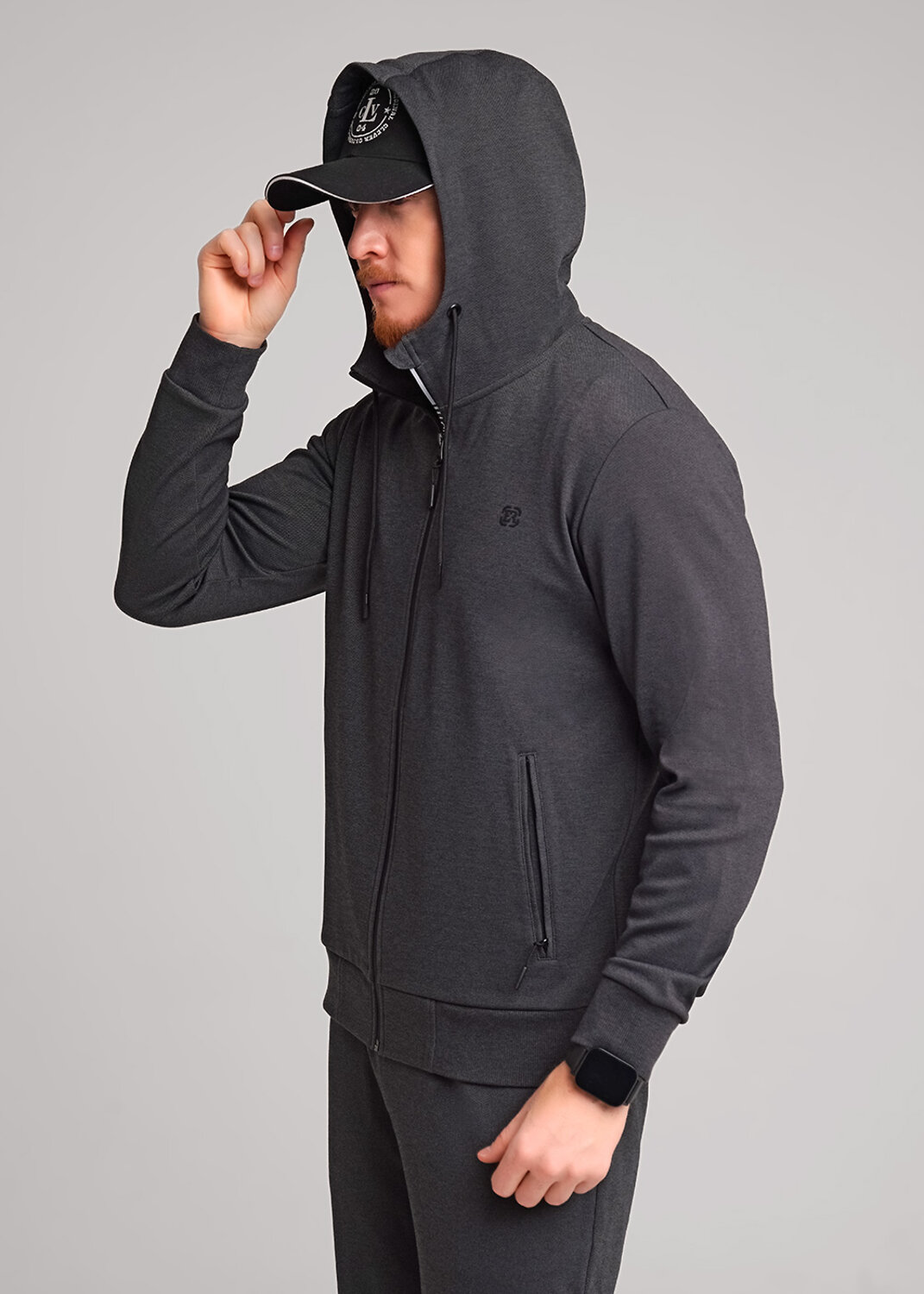 CLEVER Куртка 592318 662108зэ maxi(макси) чёрный/т.серый