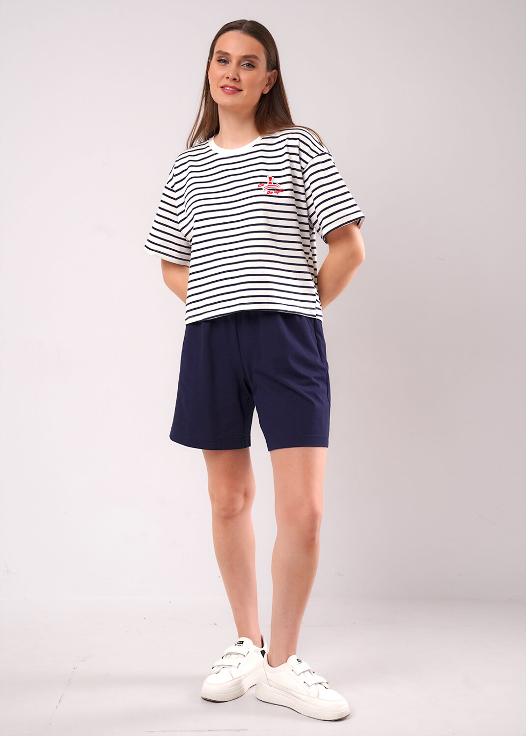 CLEVER Футболка 592428 LF26-1234/3 молочный/т.синий