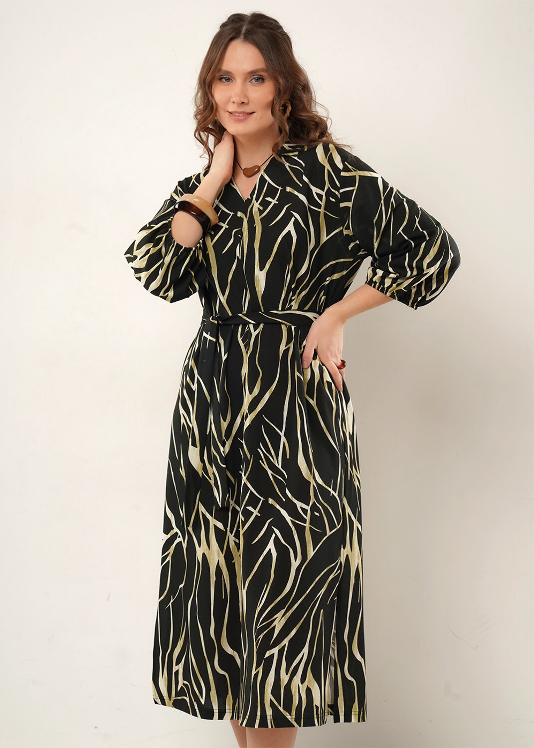 CLEVER Платье 592433 267217/208ззн т.коричневый/св.бежевый