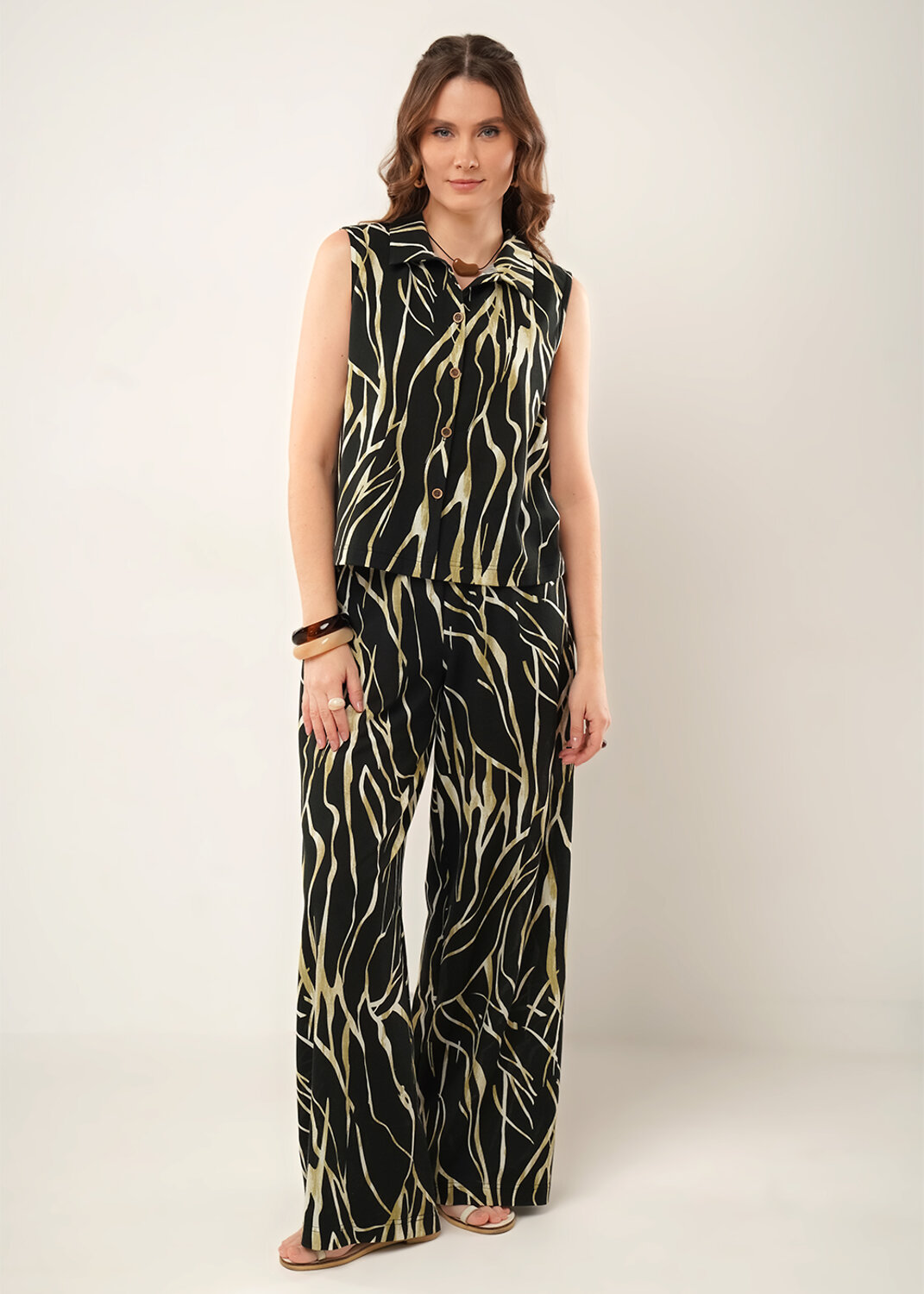 CLEVER Блузка 592465 267221/208ззн т.коричневый/св.бежевый