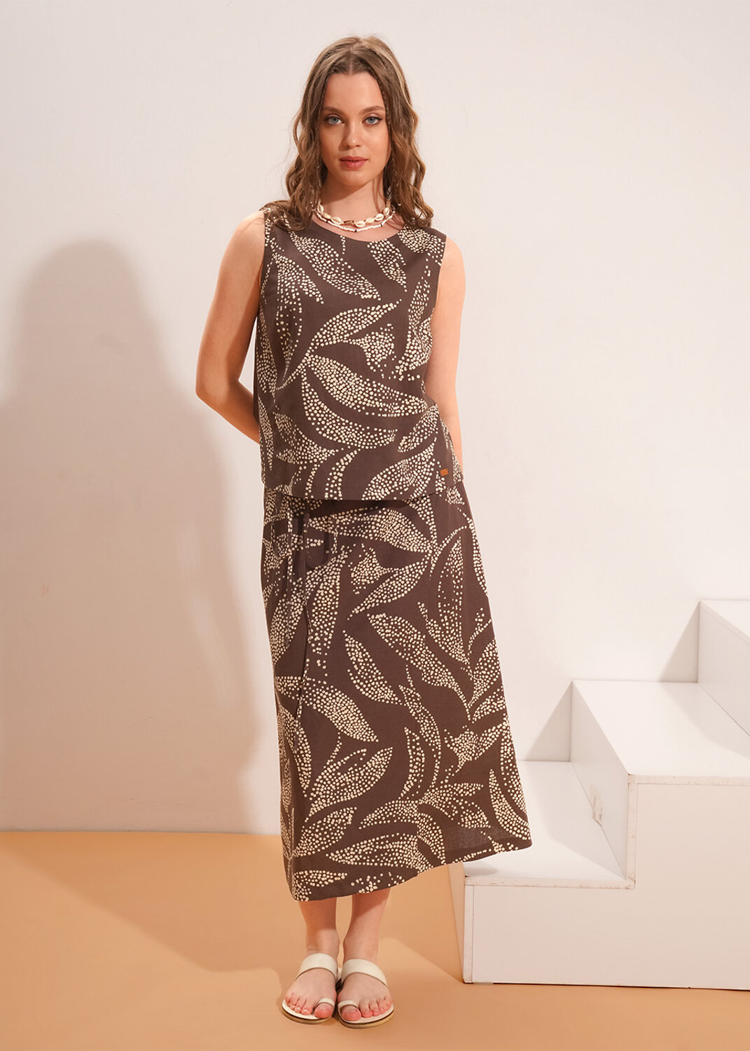 CLEVER Юбка 592479 263291/206лвн коричневый/св.бежевый