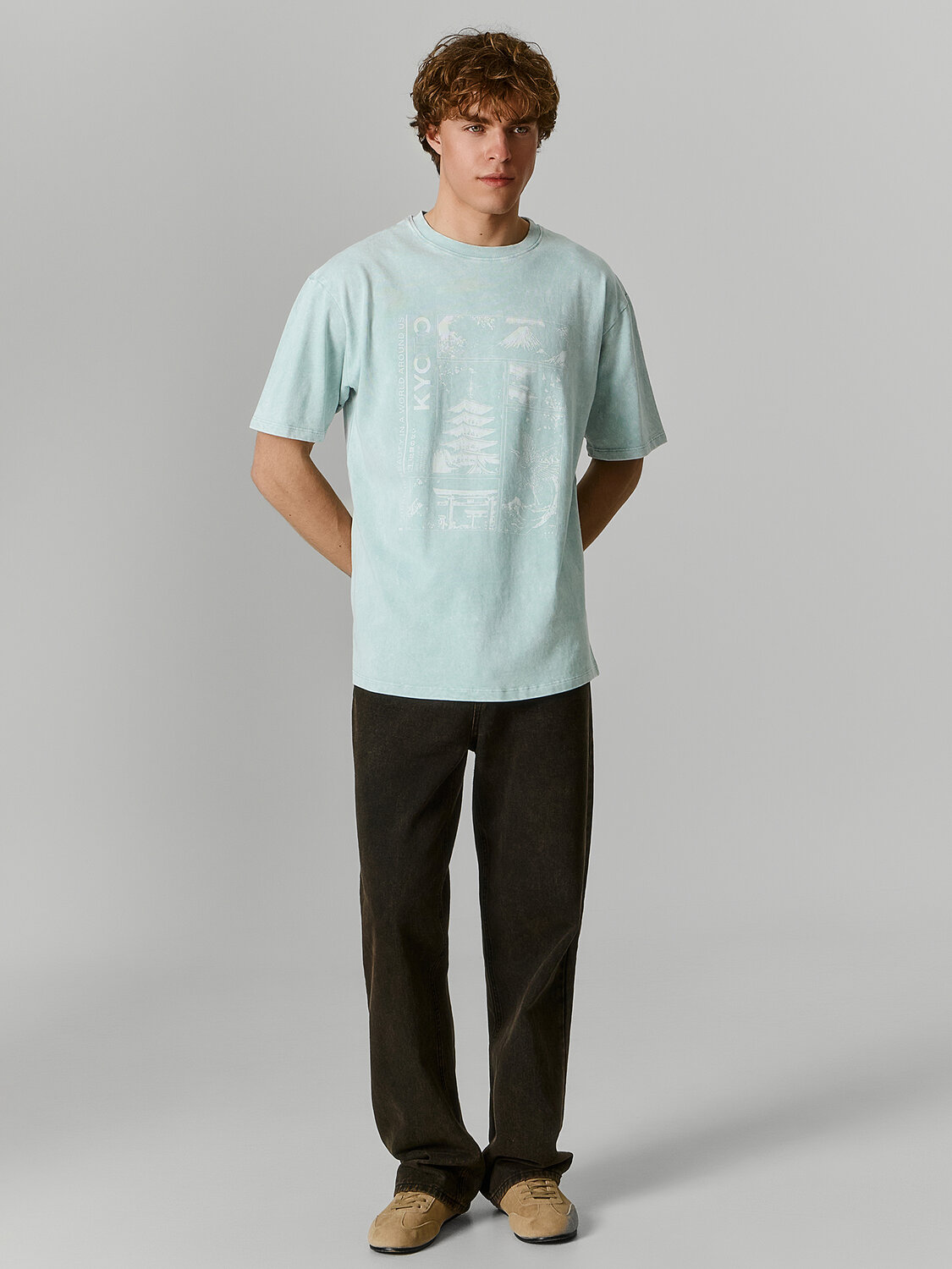 MARK FORMELLE Футболка 592638 111882 ACID WASH лазурный туман +печать