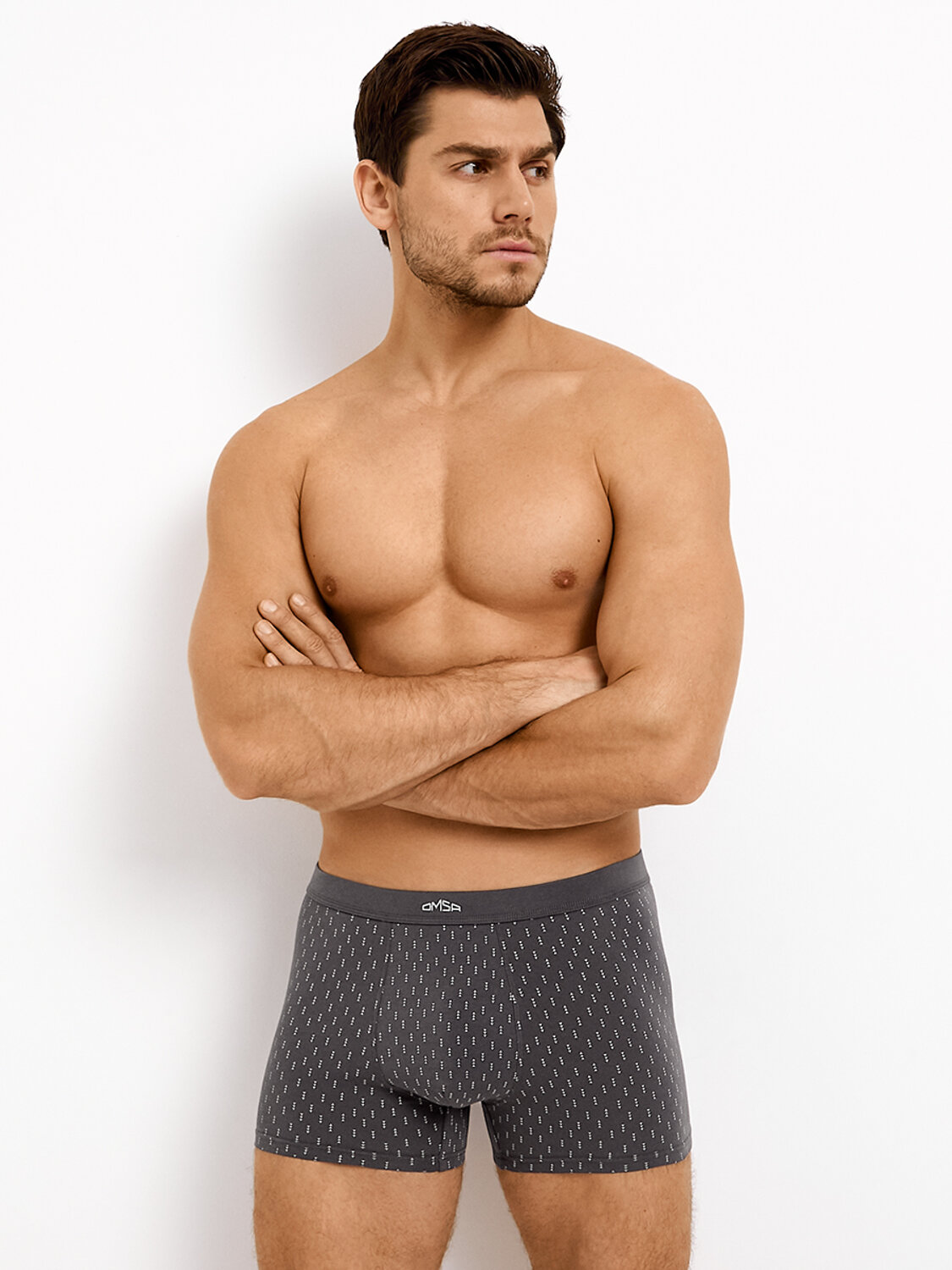 Omsa Трусы 592776 OmB 1236-25 Боксеры муж. с тканевой резинкой Принт, CO Grigio (Серый)