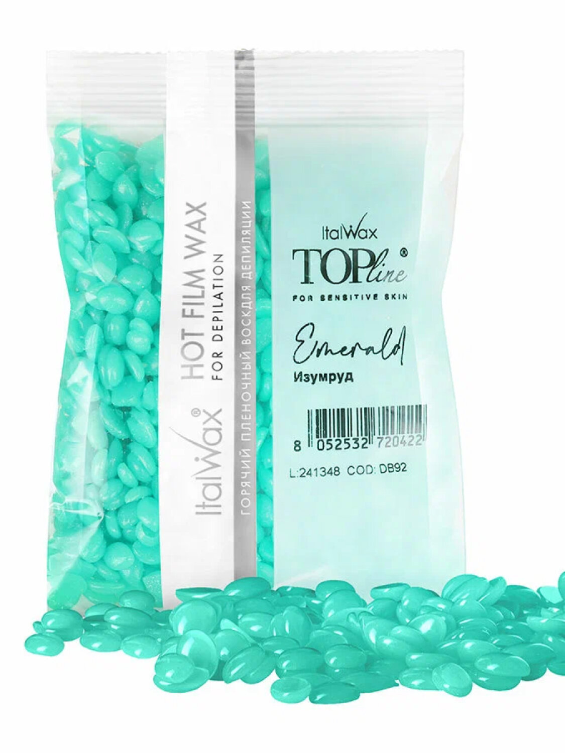ItalWax Ital Wax Воск горячий пленочный для депиляции «Изумруд» в гранулах / Top Line Emerald, 100 г 592875 28124 
