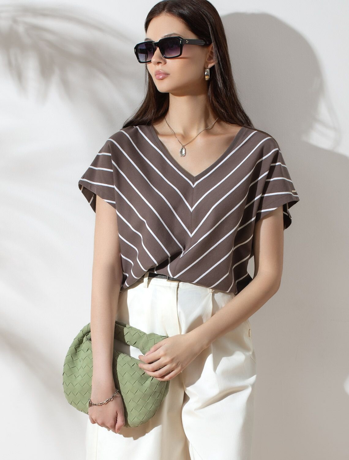 VILATTE Футболка 592983 D49.069 кофе-белый