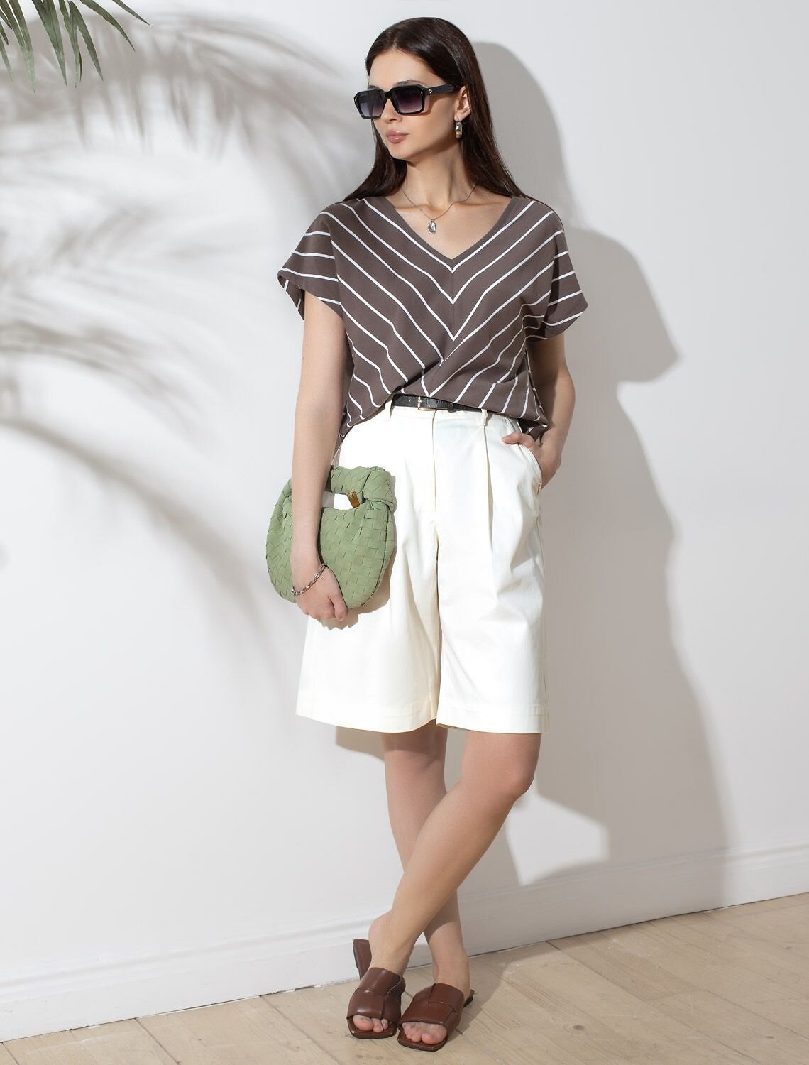 VILATTE Футболка 592983 D49.069 кофе-белый