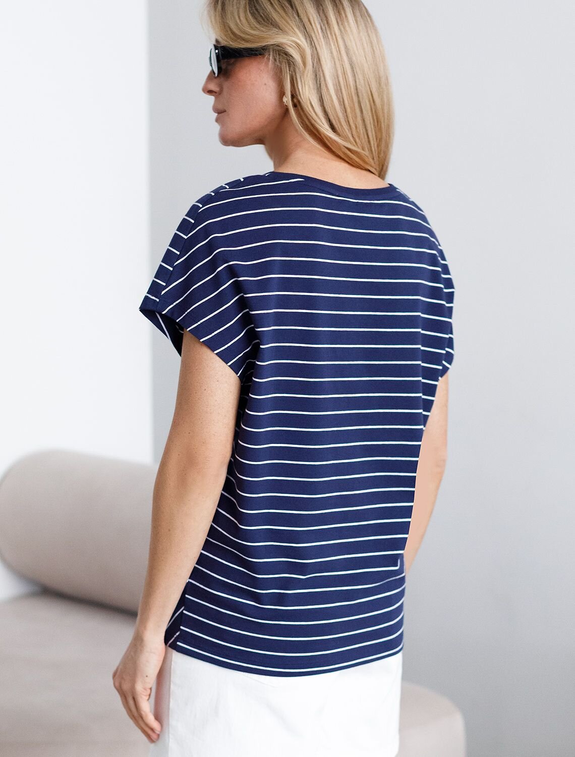 VILATTE Футболка 592984 D49.069 т.синий-белый