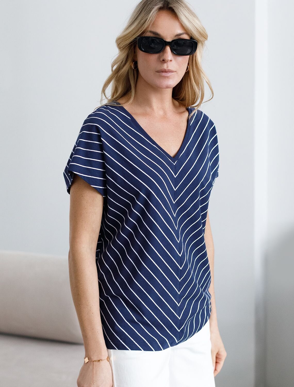 VILATTE Футболка 592984 D49.069 т.синий-белый