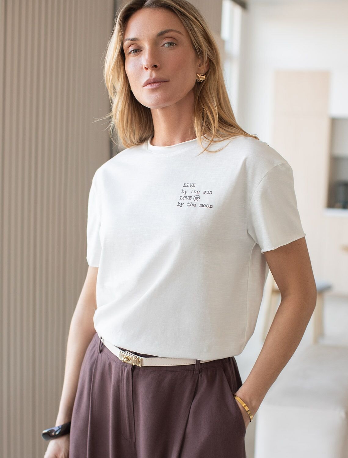 VILATTE Футболка 592992 D49.163 молочный_live_love