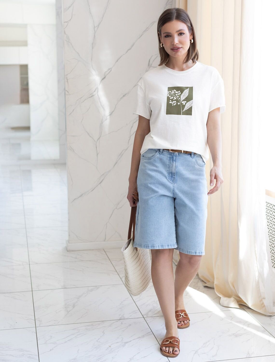 VILATTE Футболка 592994 D49.163 молочный_ветка