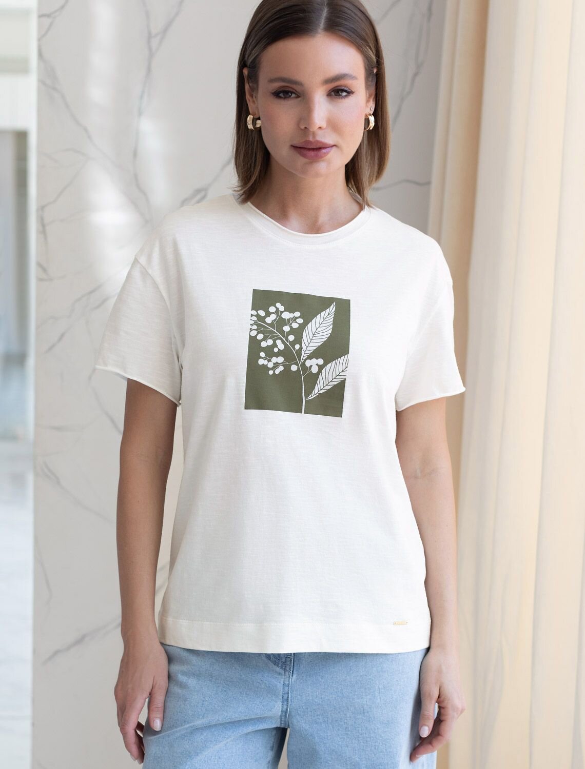 VILATTE Футболка 592994 D49.163 молочный_ветка