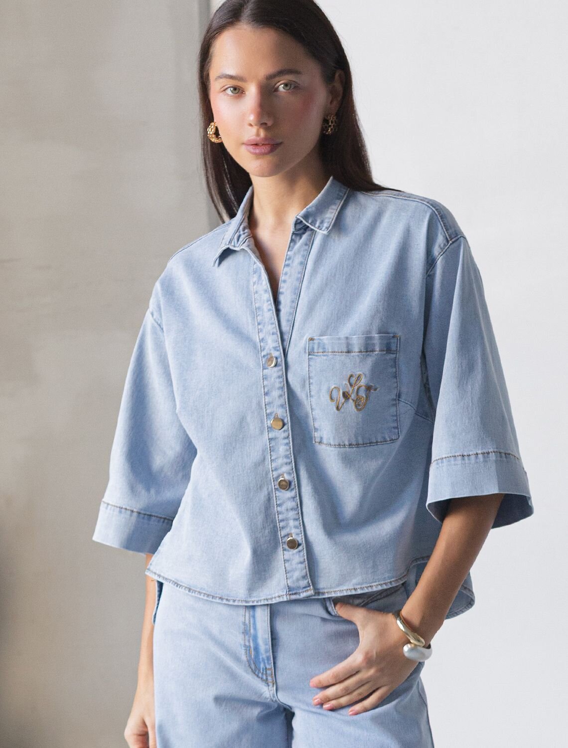 VILATTE Блузка 593021 D59.022 светло-голубой