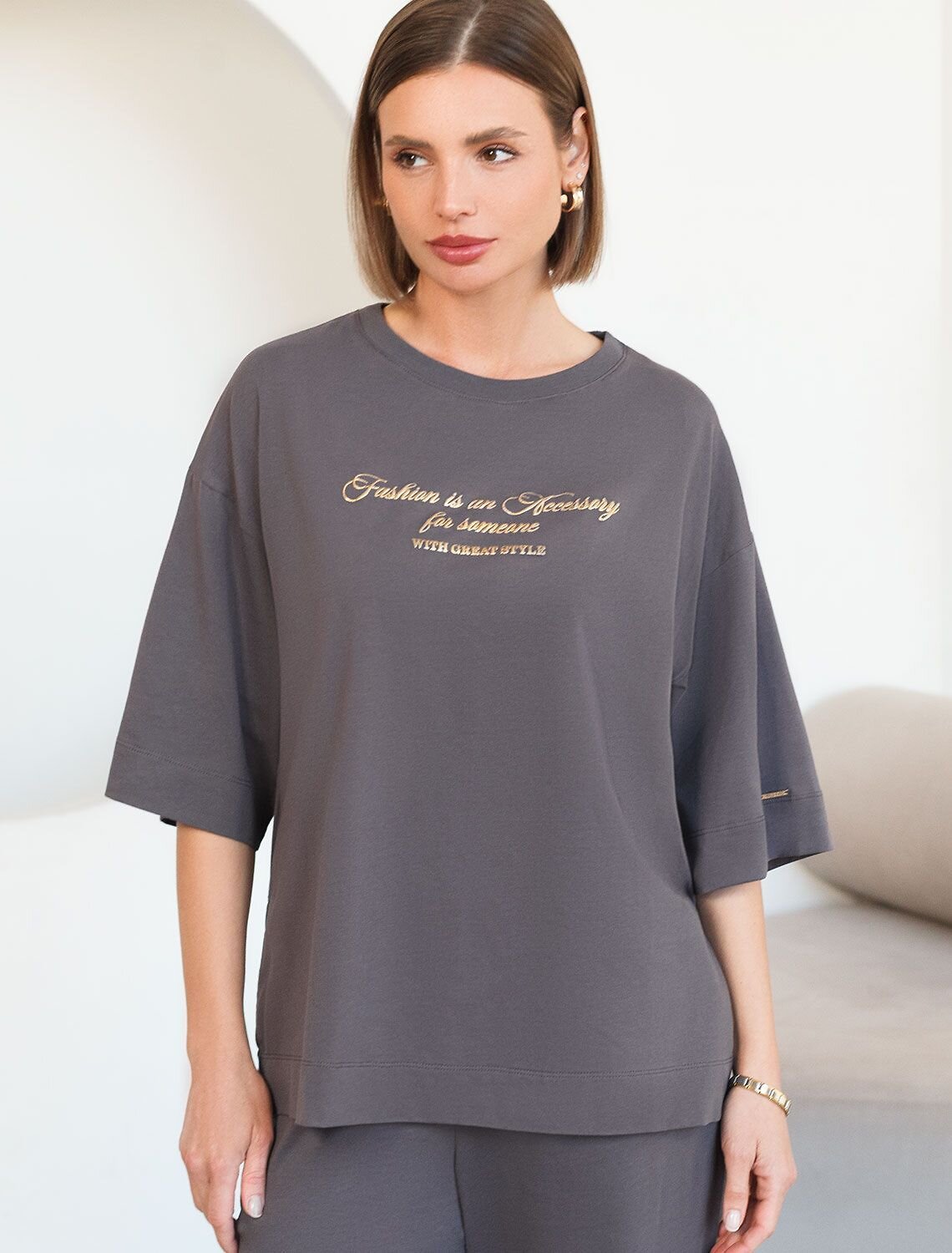 VILATTE Футболка 595024 D49.094 серый_fashion