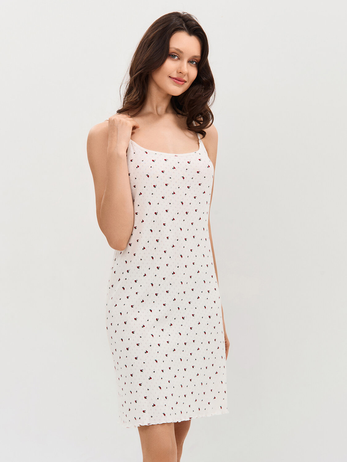 Omsa Сорочка 595460 OmD 0105D POINTELLE PRINT Сорочка ночная женская (уз. бретели), СО Avorio (Молочный)