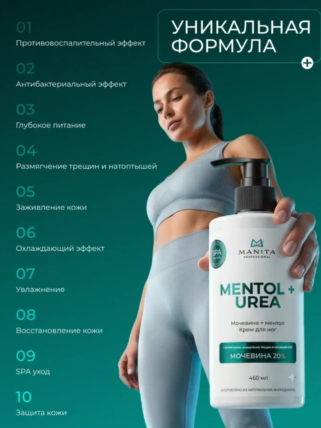 MANITA Крем для ног с мочевиной и ментолом, 460 мл 595516 28533 