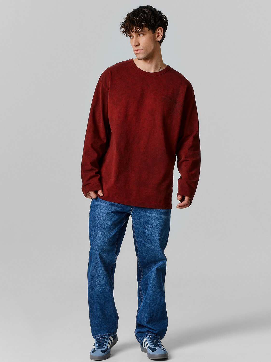 MARK FORMELLE Лонгслив 595866 121902 ACID WASH багровый +печать