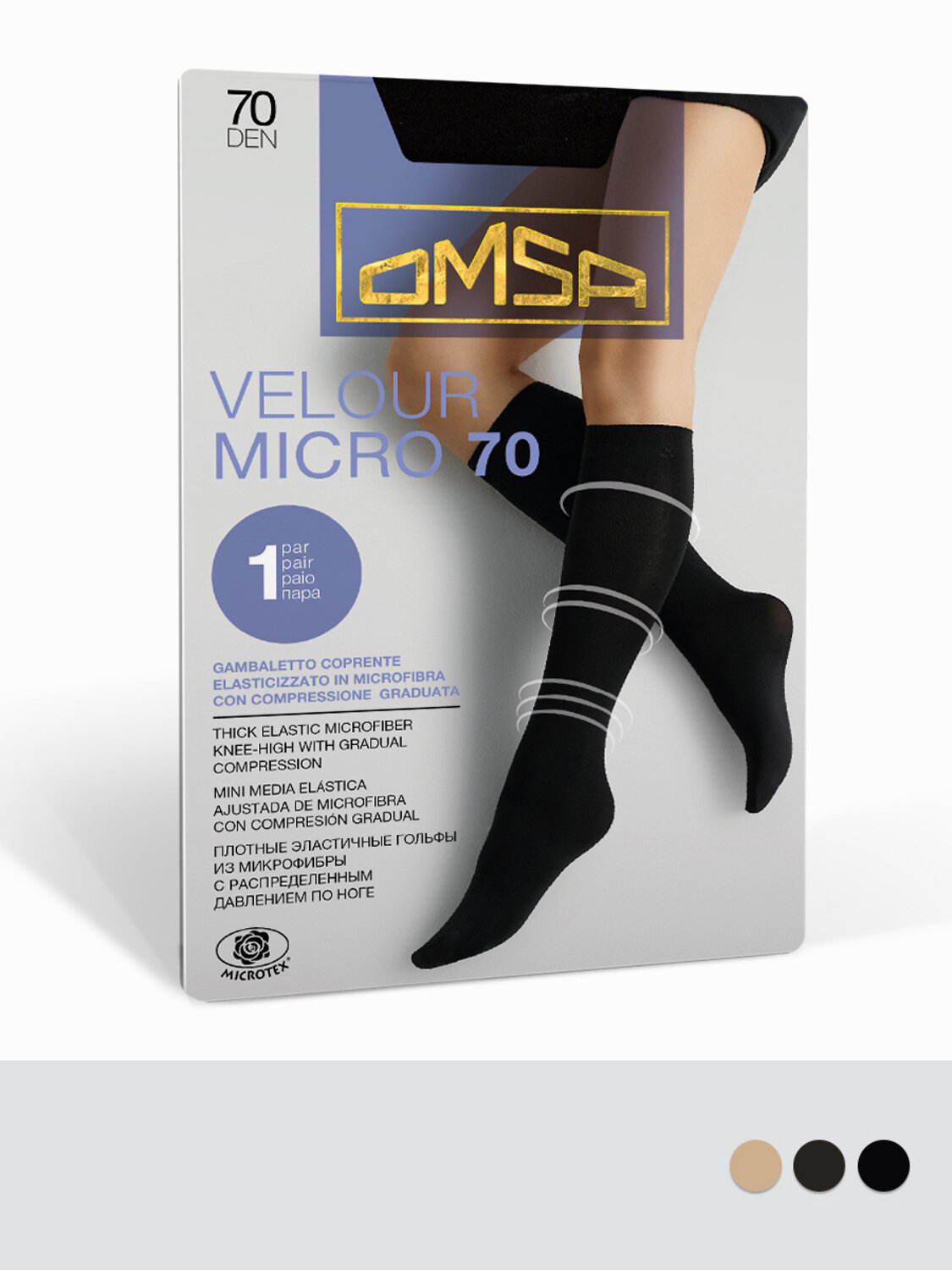 Omsa Гольфы 597935 GAMB. VELOUR MICRO 70 (гольфы 1 пара) Nero (Черный)