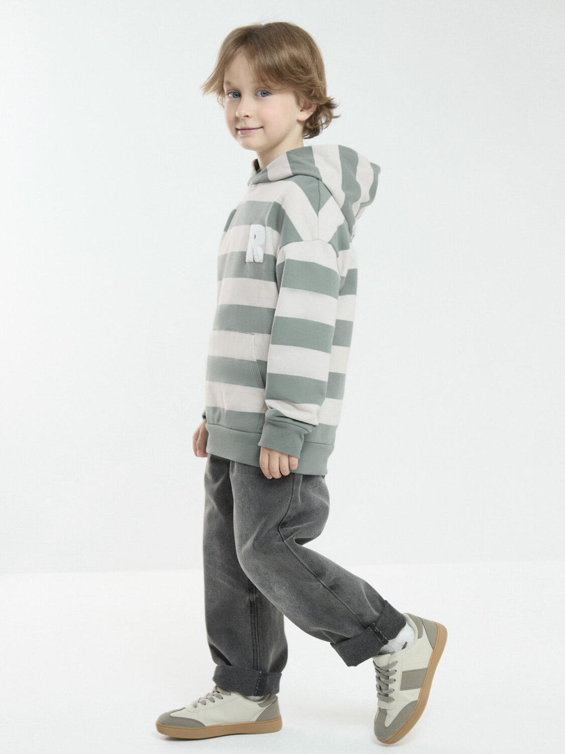 CROCKID Худи 599694 КР 302957 хаки, бежевый, полоска 