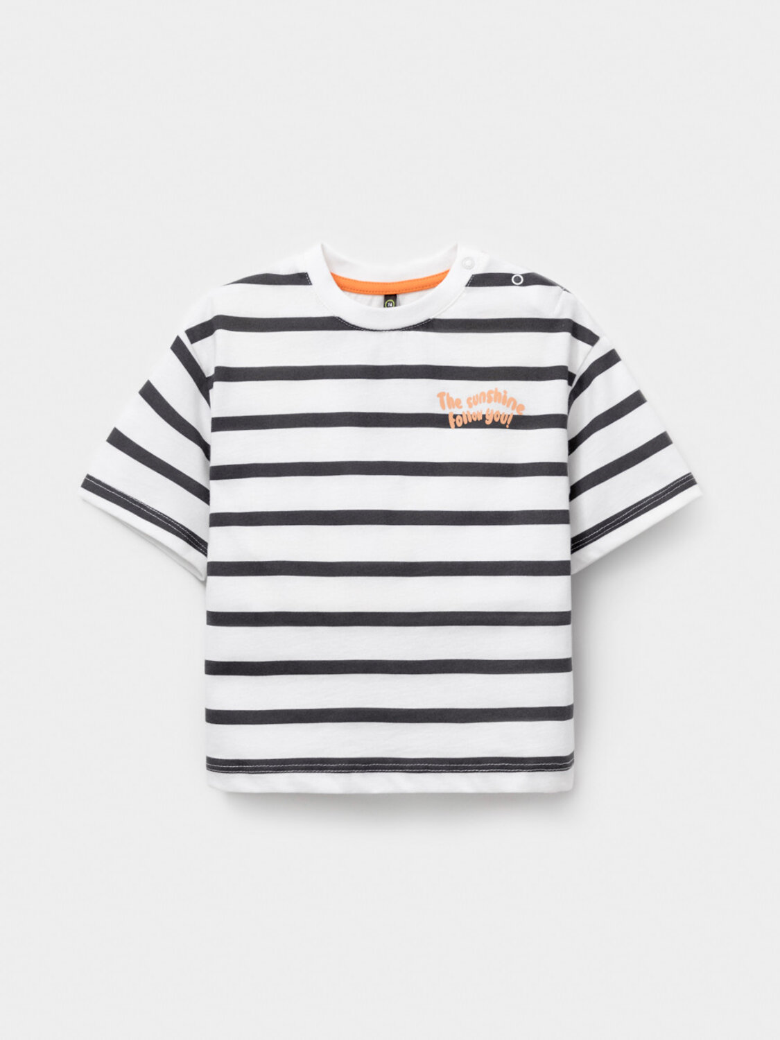 CROCKID Футболка 599709 КР 303002 молочный, тем.серый, полоска 
