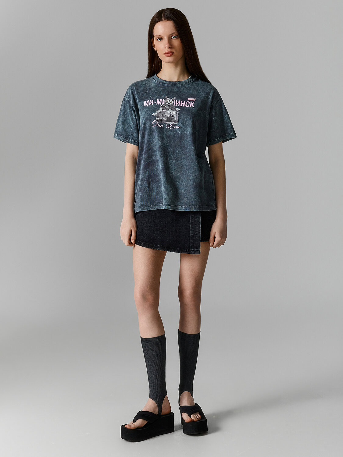 MARK FORMELLE Футболка 600368 112678 ACID WASH серый +печать1