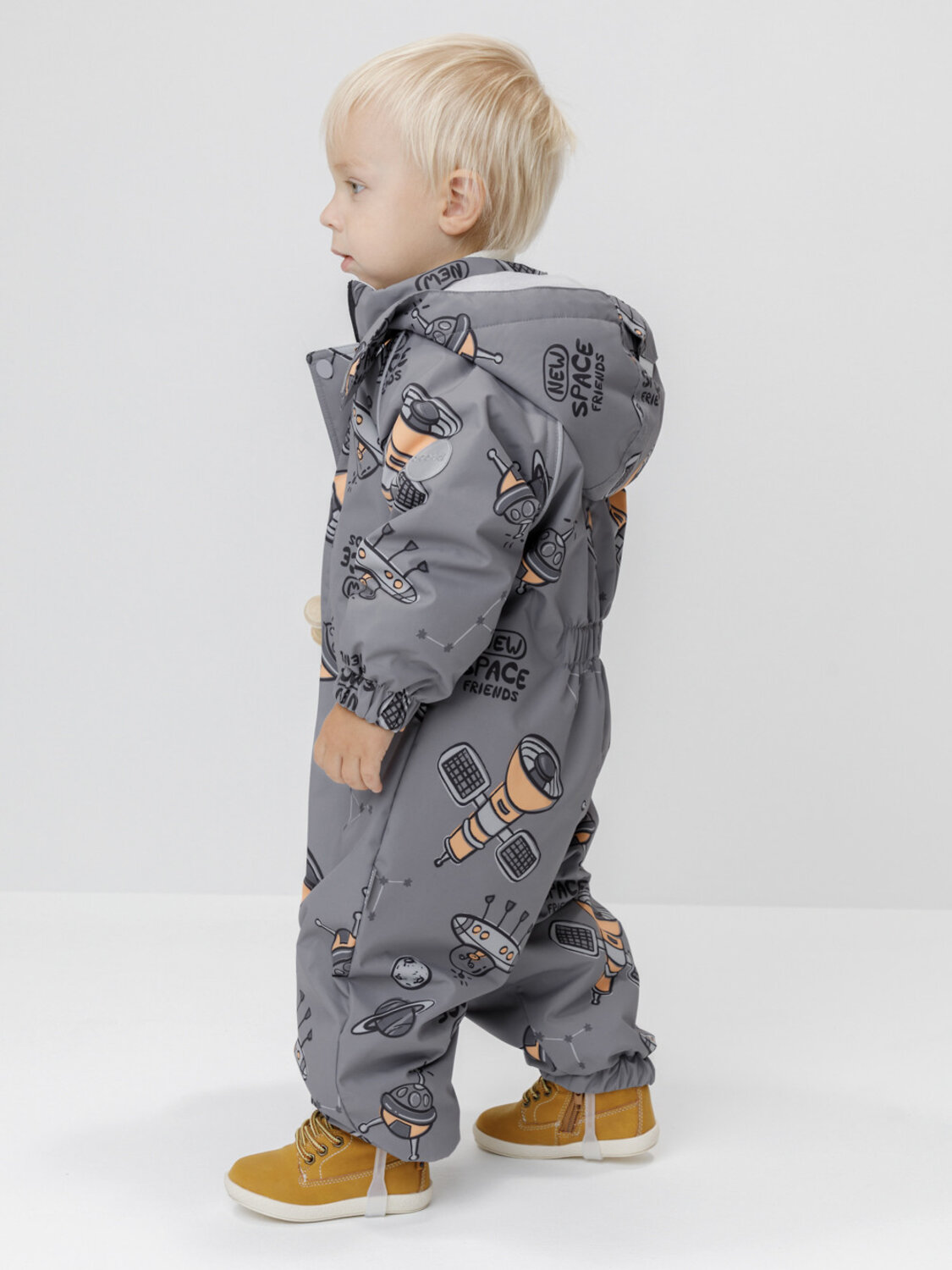 CROCKID Комбинезон 600838 ВК 60134/н/3 Ал серый, космические друзья