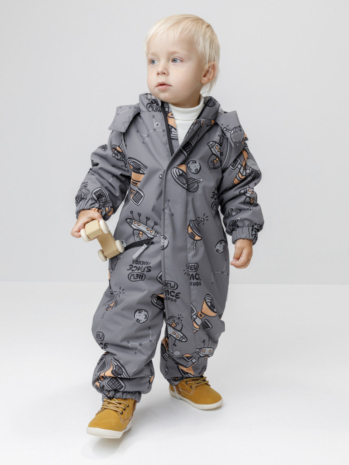 CROCKID Комбинезон 600838 ВК 60134/н/3 Ал серый, космические друзья