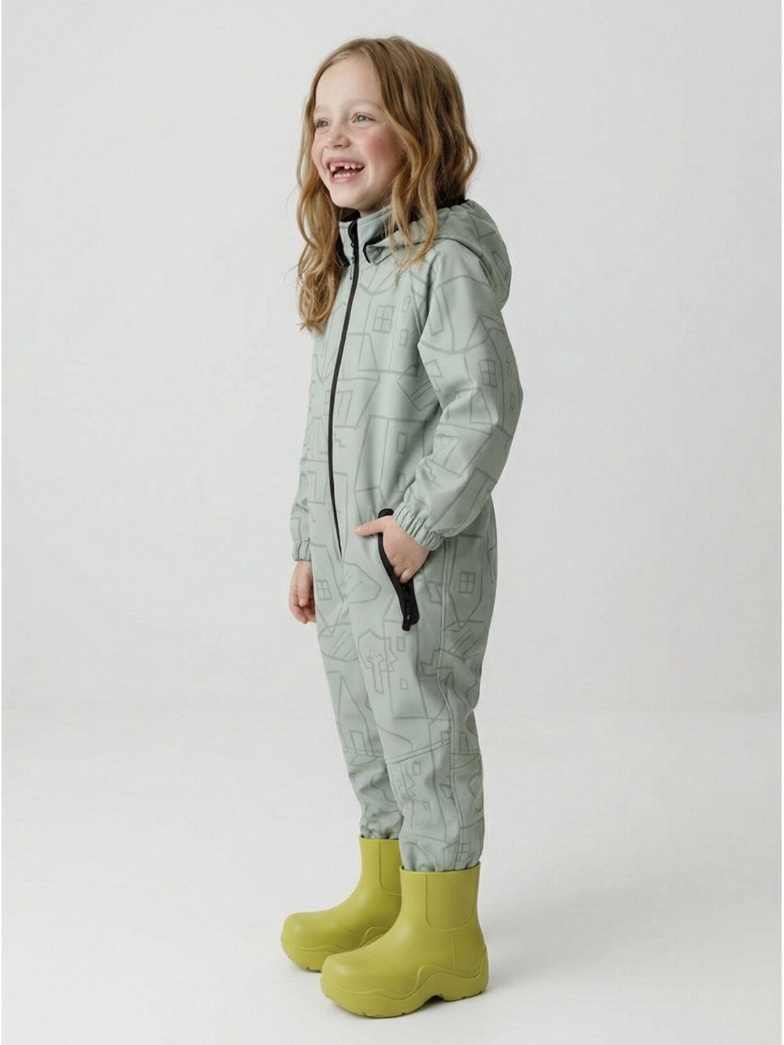CROCKID Комбинезон 600874 ВК 60135/н/3 ГР оливковый, домики и деревья